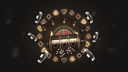 Spelautomat, roulette, kortsymboler, pokermarker