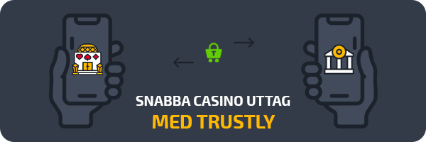 Snabba casino uttag med Trustly, två händer med smartphones